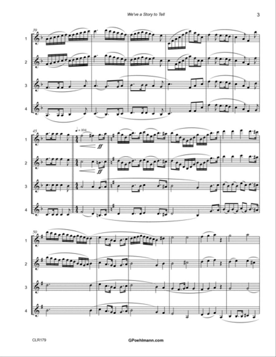 WE'VE A STORY TO TELL TO THE NATIONS - CLARINET QUARTET (unaccompanied) Clarinet Quartet scores gallery preview page 3