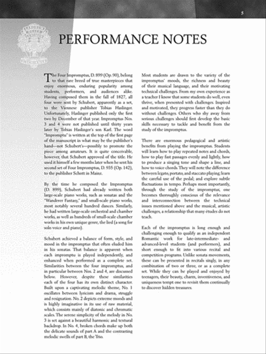 Schubert – Four Impromptus, D. 899 (0p. 90) Piano Solo scores gallery preview page 4