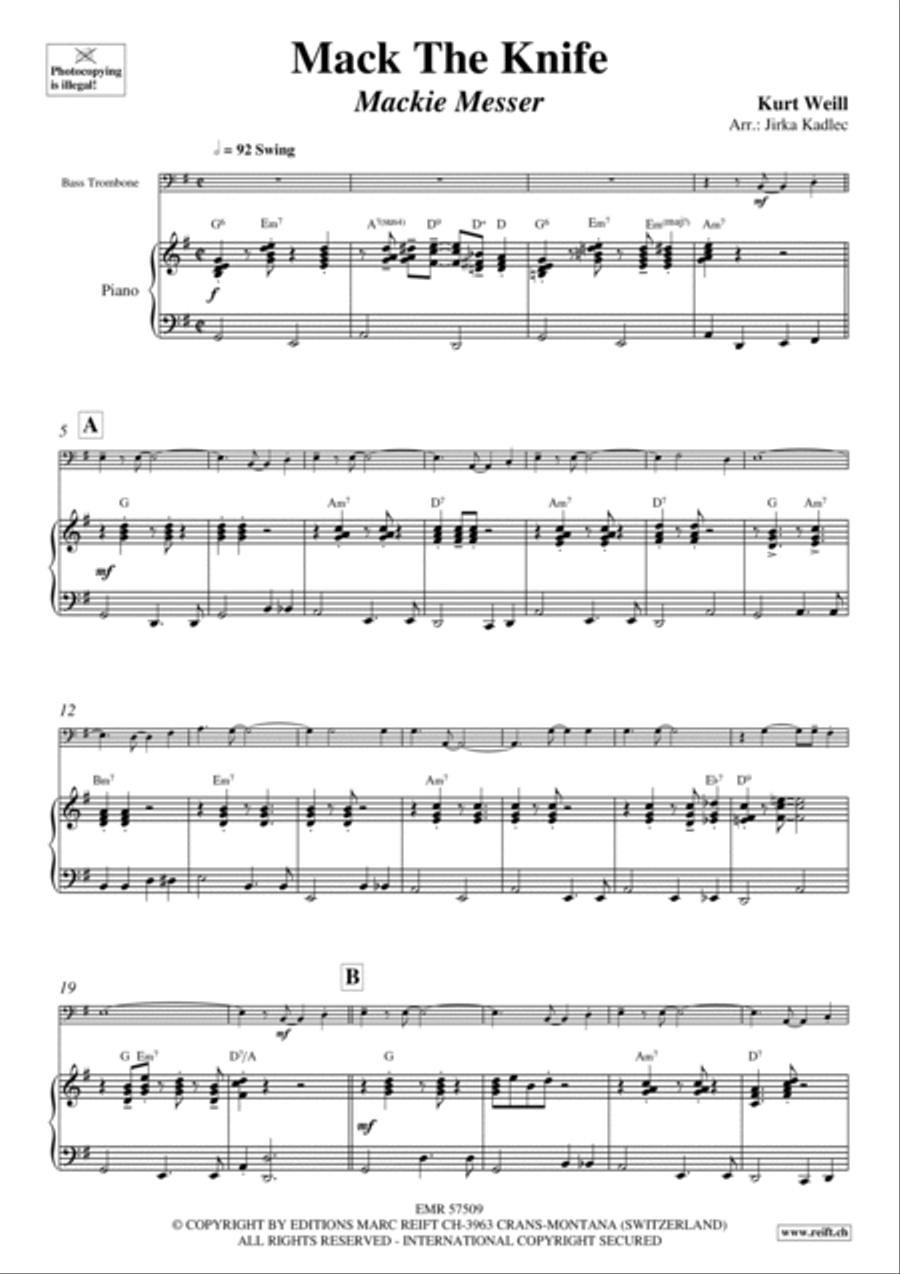 Mack The Knife Bass Trombone scores gallery preview page 4