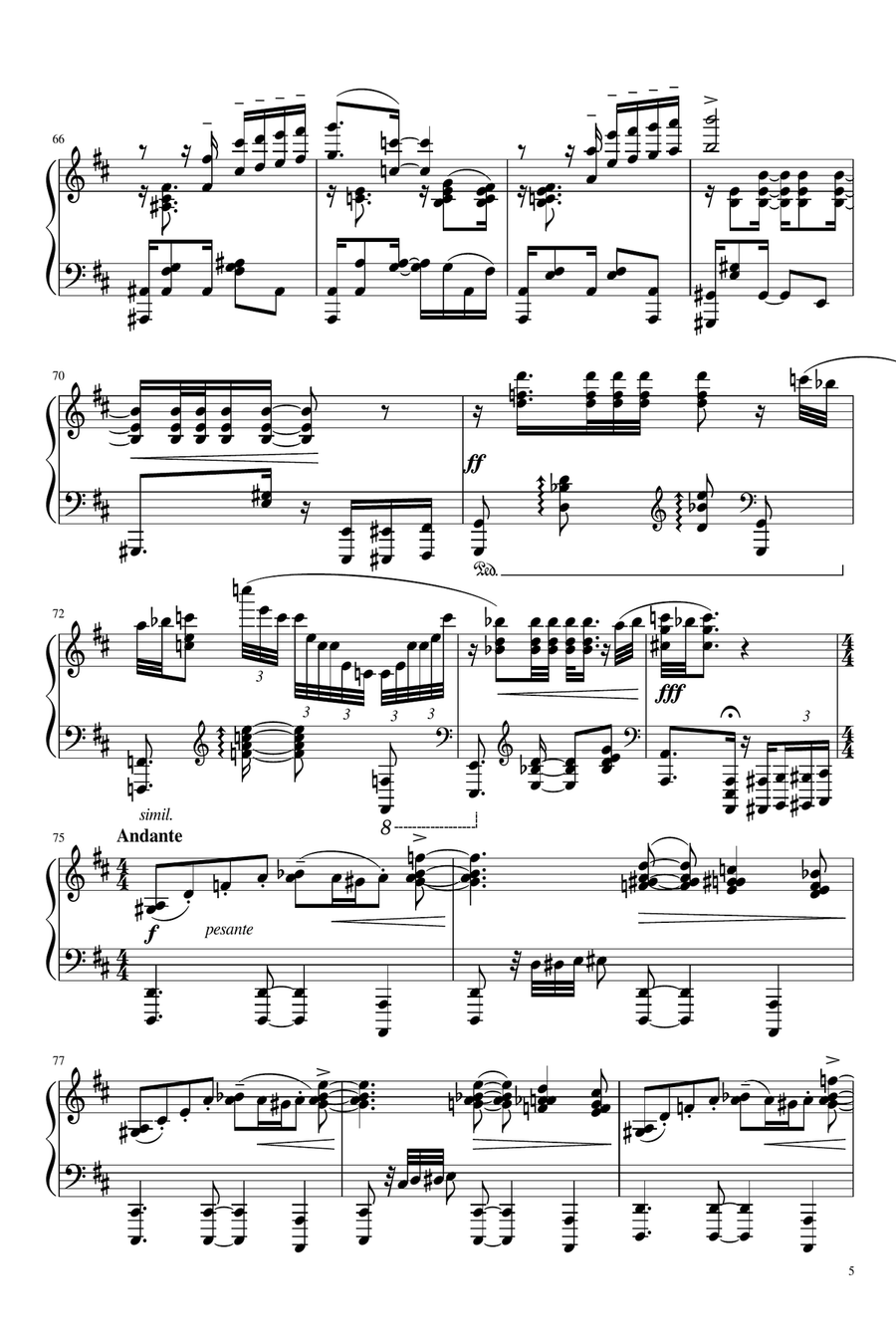 Verano porteño - Astor Piazzolla (Advanced piano arrangement) Piano Solo scores gallery preview page 5