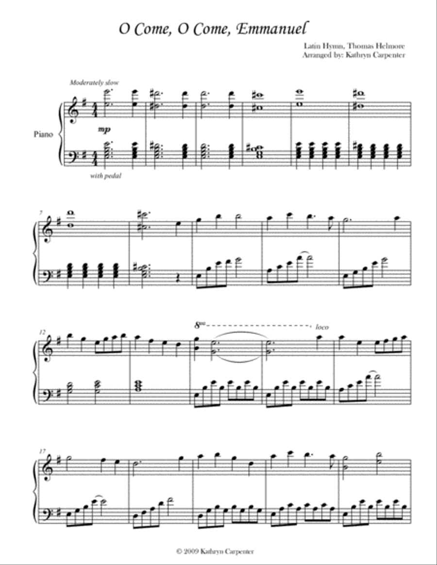 O Come, O Come, Emmanuel (Piano) Piano Solo scores gallery preview page 1