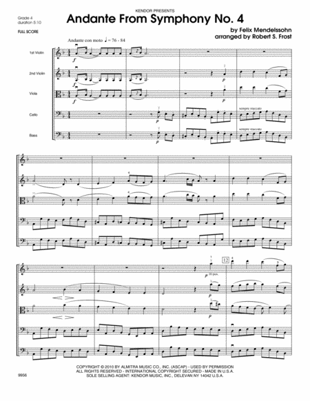 Andante From Symphony No. 4 - Full Score