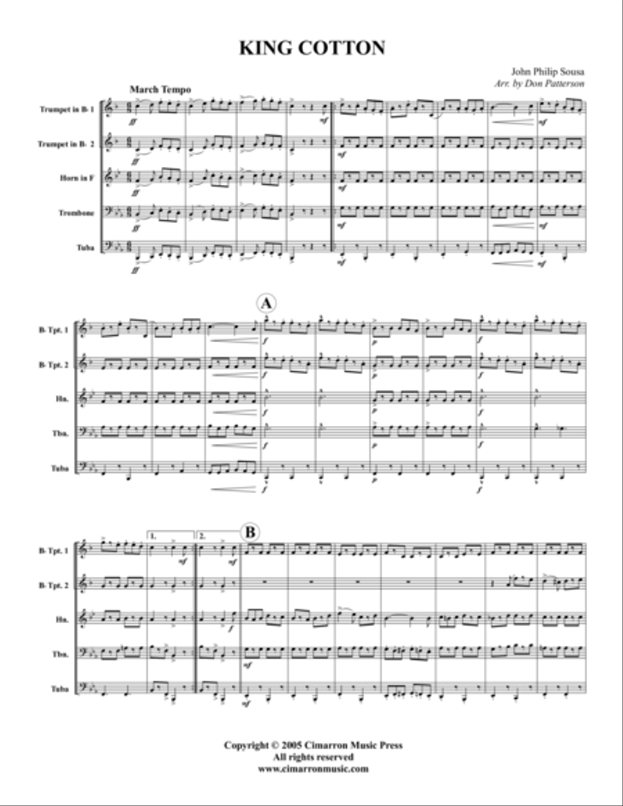 King Cotton King Cotton Brass Quintet scores gallery preview page 1