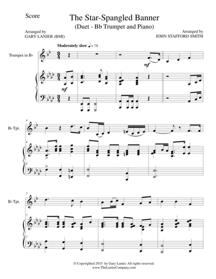 THE STAR-SPANGLED BANNER (Duet – Bb Trumpet and Piano/Score and Parts) image number null