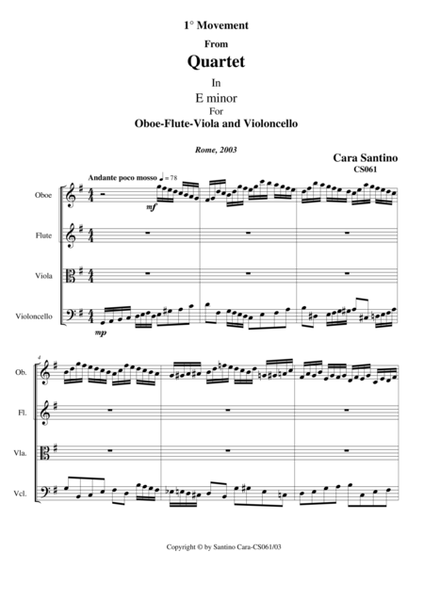 Quartet in E minor for Oboe Flute and Strings CS061_1 mov image number null