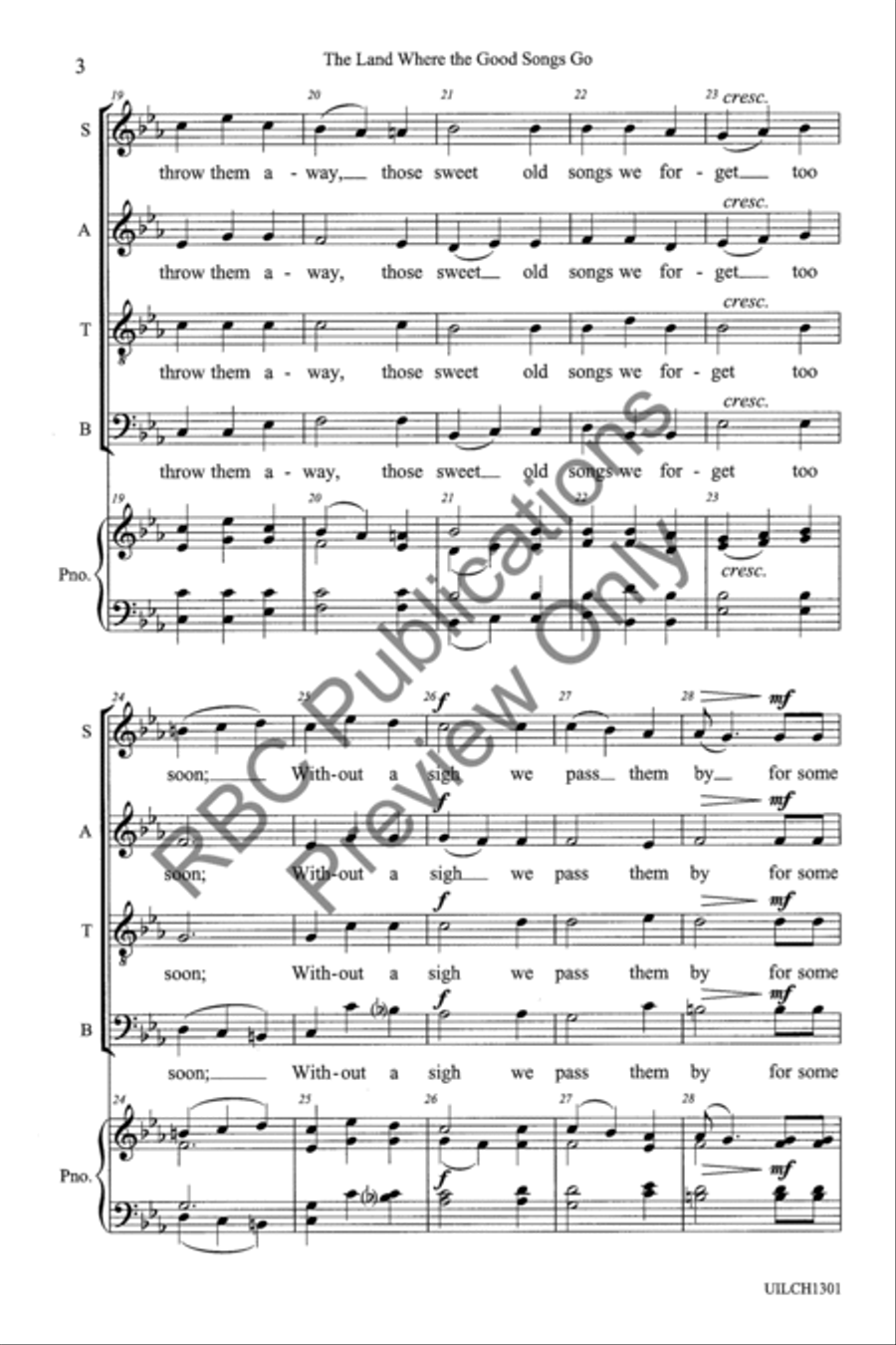 The Land Where The Good Songs Go (SATB) 4-Part scores gallery preview page 5