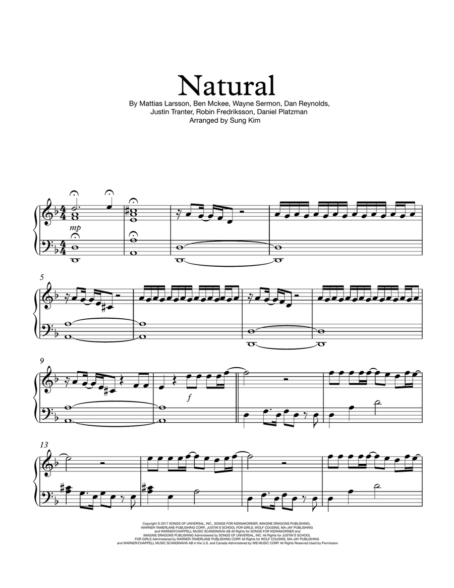 Natural Natural Piano Solo scores gallery preview page 1