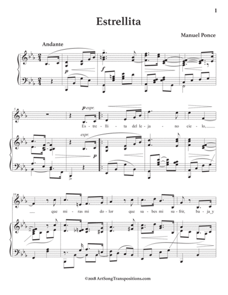 PONCE: Estrellita (transposed to E-flat major)