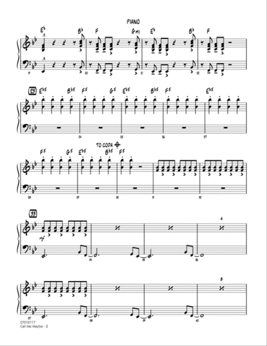 Call Me Maybe - Piano Call Me Maybe - Piano Jazz Ensemble scores gallery preview page 2