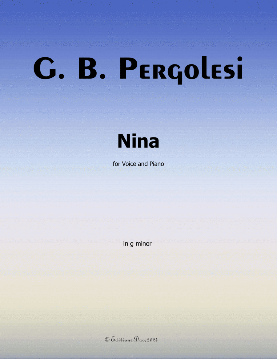 Nina, by Pergolesi, in g minor Voice scores gallery preview page 1