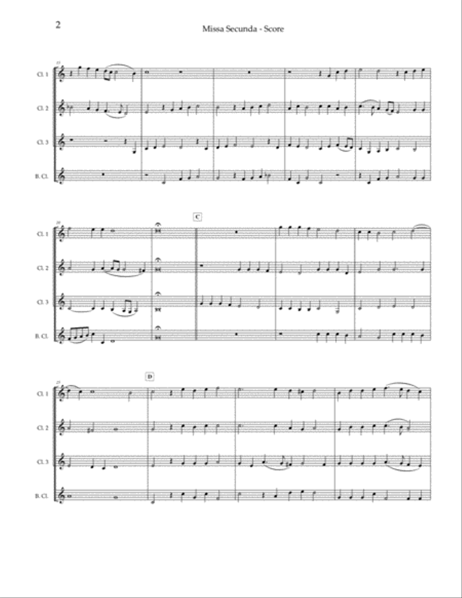 Missa Secunda Clarinet Quartet scores gallery preview page 3