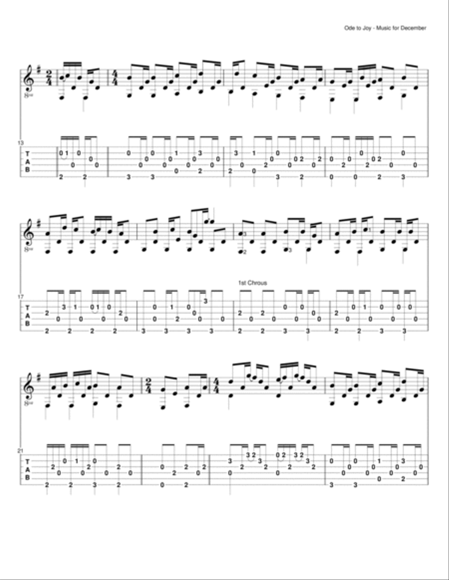 Ode to Joy Guitar Solo scores gallery preview page 2
