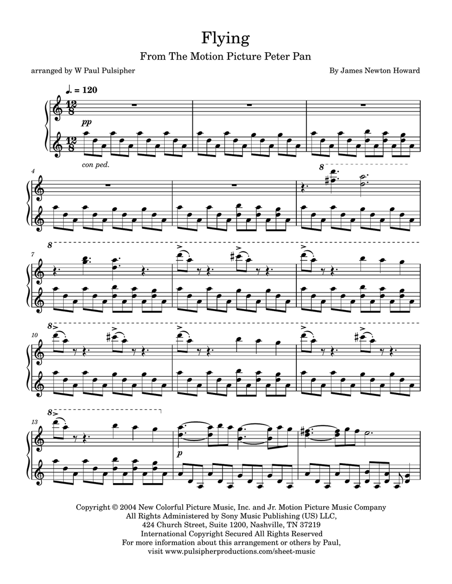 Flying Piano Solo scores gallery preview page 1