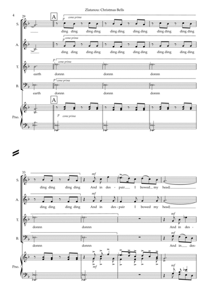 CHRISTMAS BELLS for SATB a cappella choir image number null