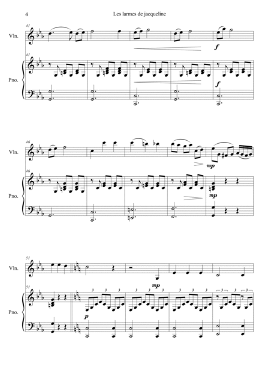 Jacqueline's Tears Violin Solo scores gallery preview page 4