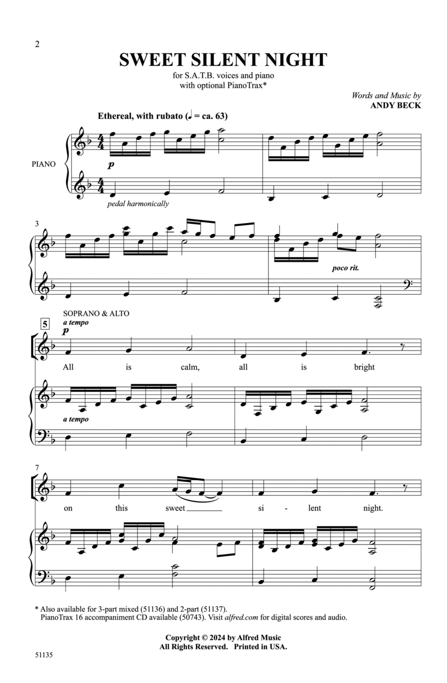 Sweet Silent Night Choir scores gallery preview page 1