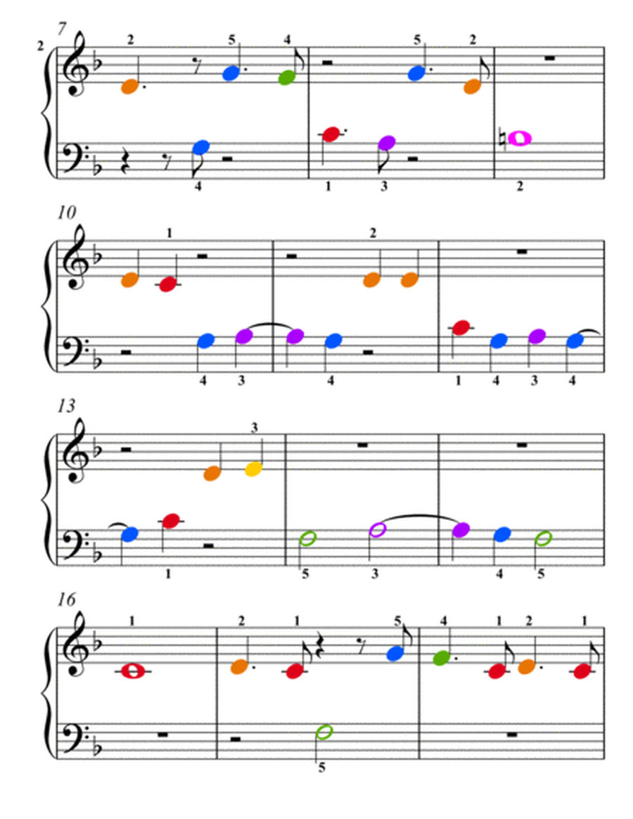 Kitten on the Keys Beginner Piano Sheet Music with Colored Notation