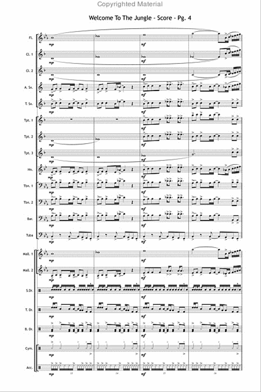 Welcome to the Jungle Welcome to the Jungle Marching Band scores gallery preview page 5