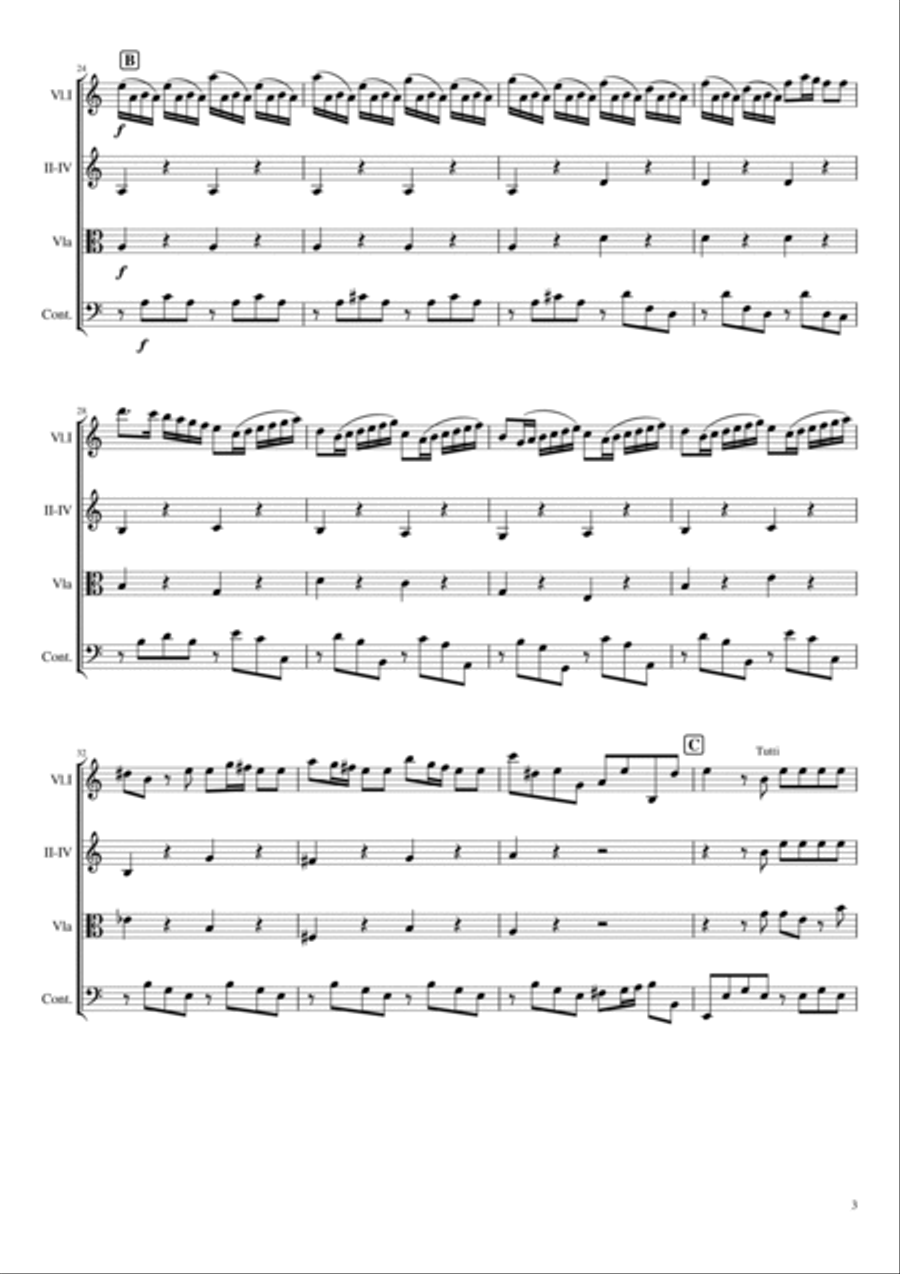 Vivaldi - Violin Concerto in A minor, RV 356 Op.3 No.6 L`Estro Armonico For String Quartet Original String Quartet scores gallery preview page 3