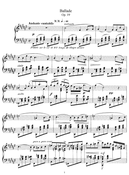 Fauré - Ballade, Op.19 (Piano solo) 