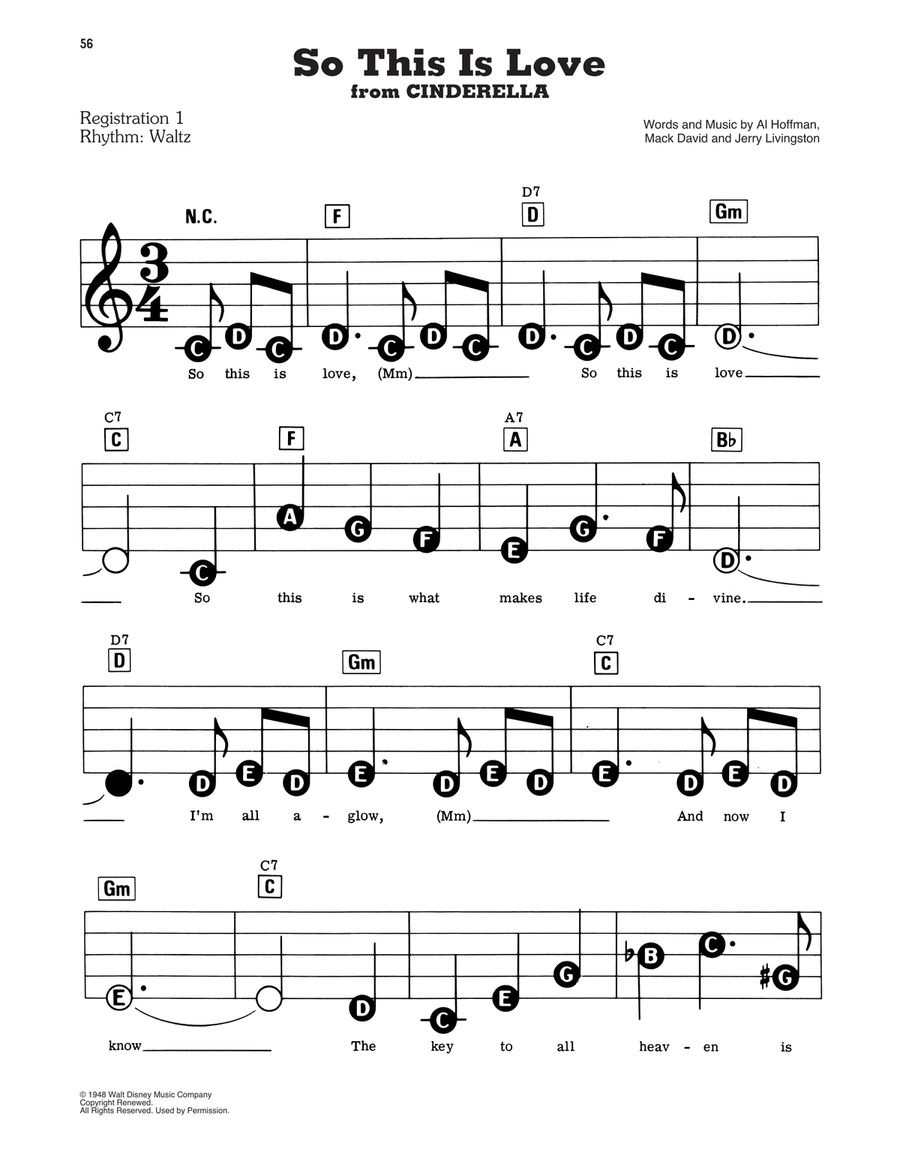 So This Is Love (from Cinderella) Electronic Keyboard scores gallery preview page 1