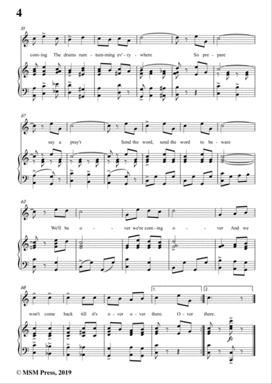 George M. Cohan-Over There,in C Major,for Voice&Piano Voice scores gallery preview page 6