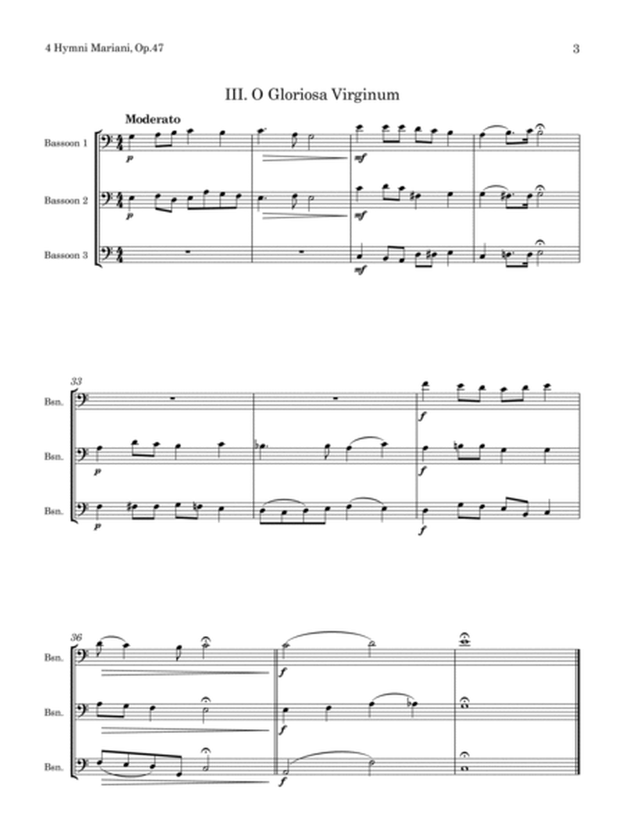 Franciszek Walczyński | 4 Hymni Mariani, Op.47 (for Bassoon Trio) image number null