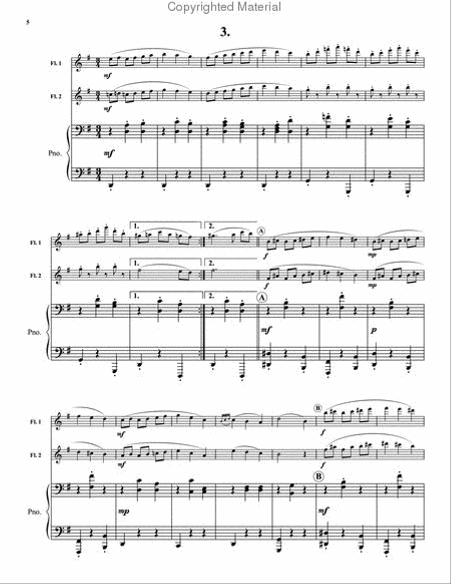 Nine Waltzes from Opus 39 Flute Duet scores gallery preview page 4