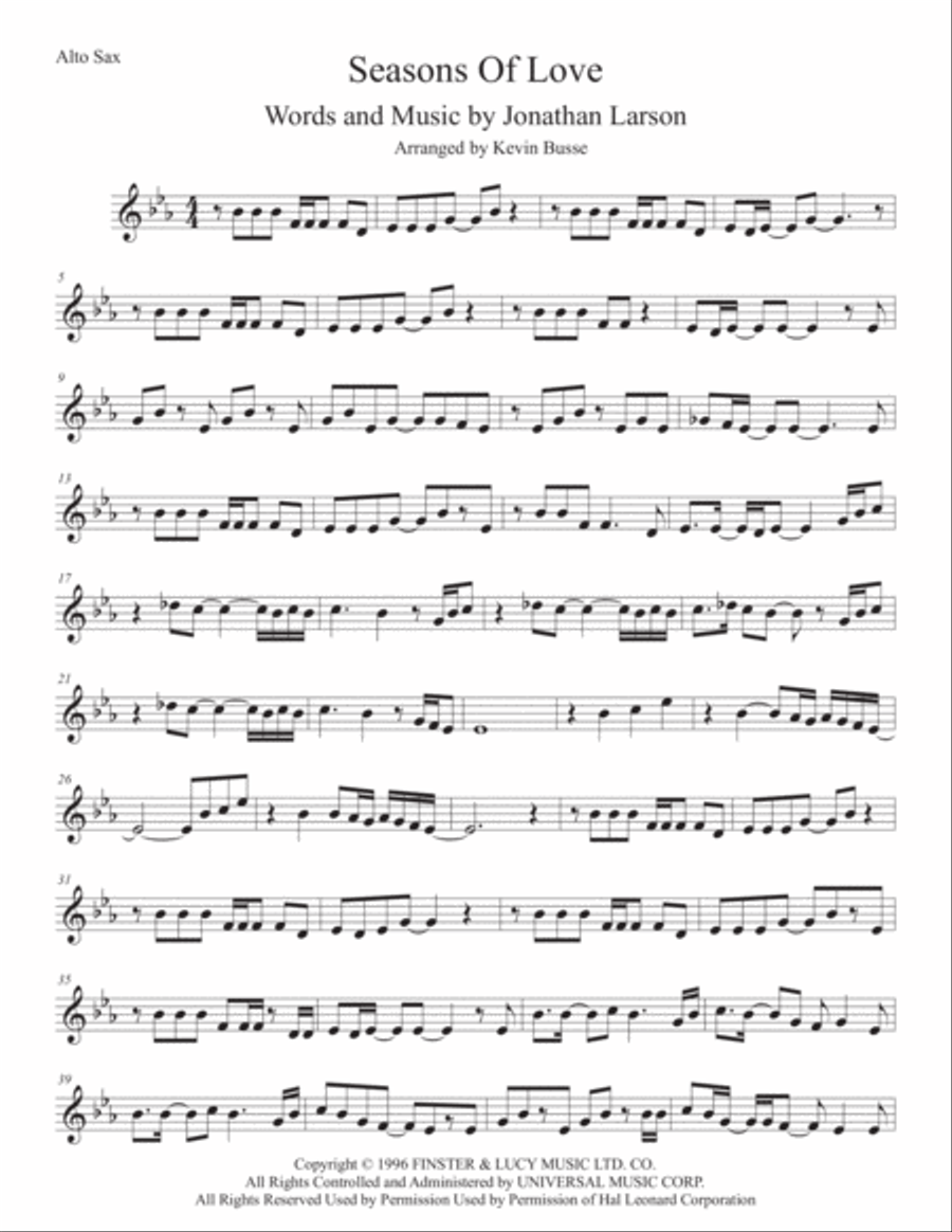 Seasons Of Love Seasons Of Love Alto Saxophone scores gallery preview page 1
