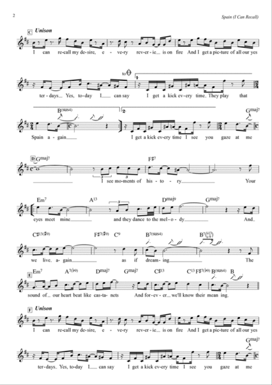 (i Can Recall) Spain Piano Solo scores gallery preview page 2