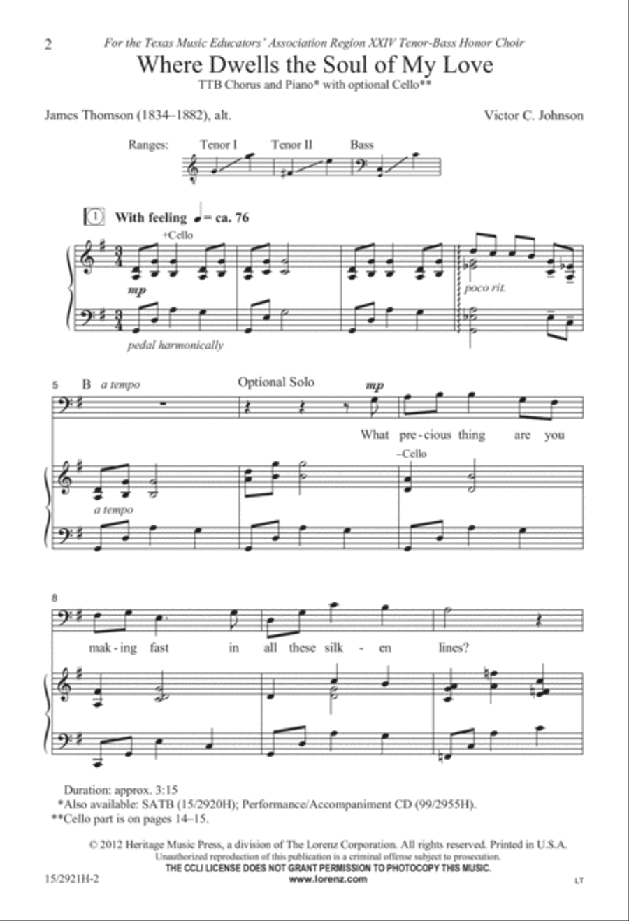 Where Dwells the Soul of My Love TTB scores gallery preview page 2