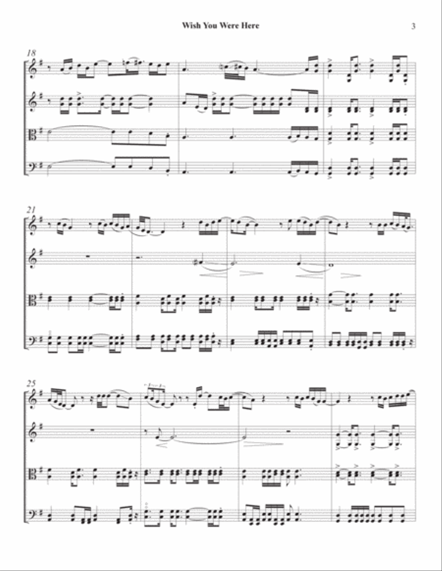 Wish You Were Here String Quartet scores gallery preview page 3