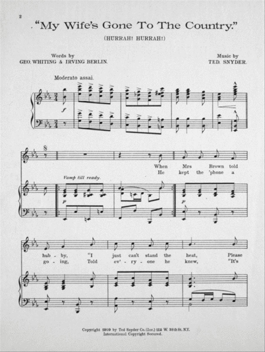 My Wife's Gone To The Country. Hurrah! Hurrah Voice scores gallery preview page 2