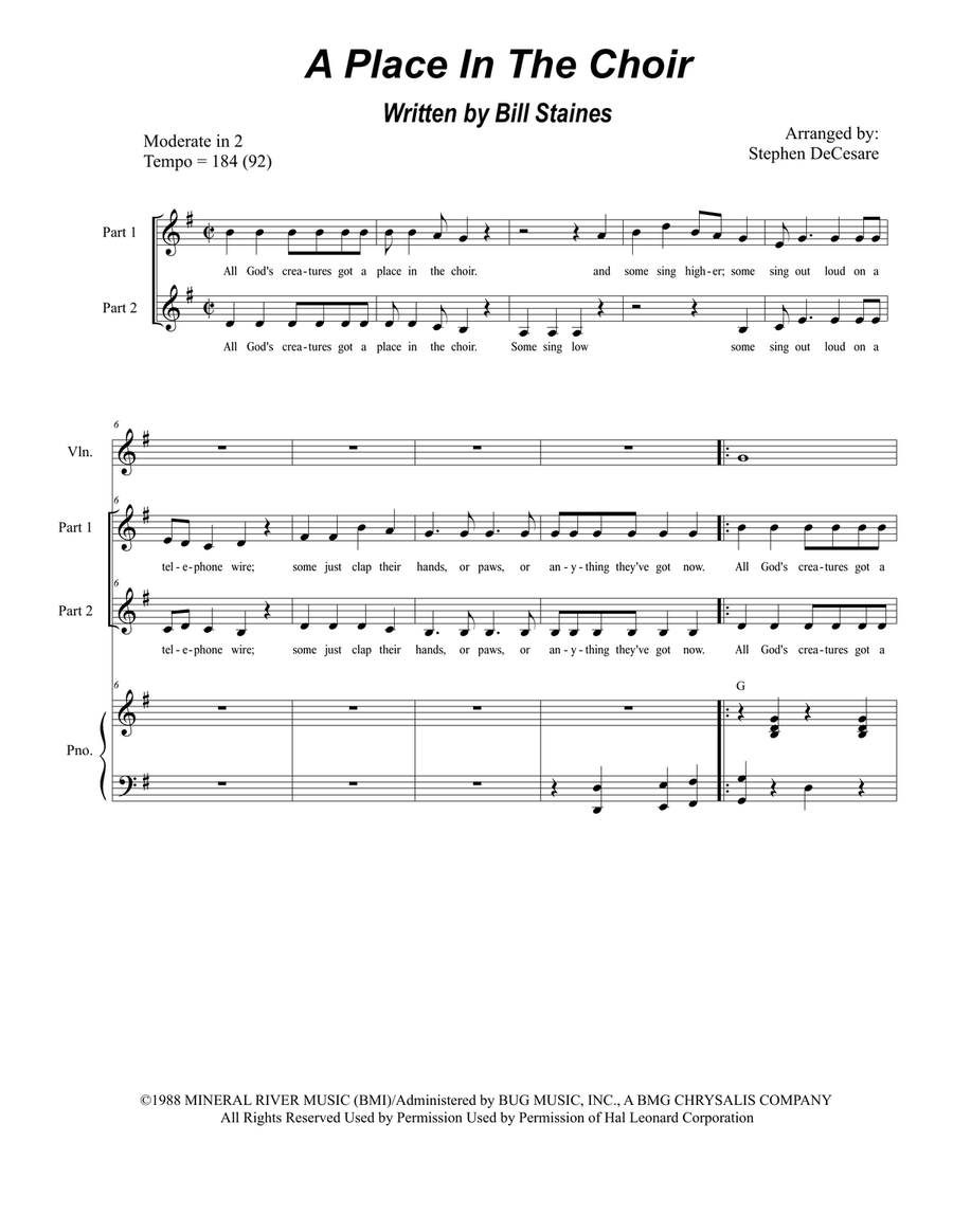 A Place In The Choir 2-Part scores gallery preview page 1