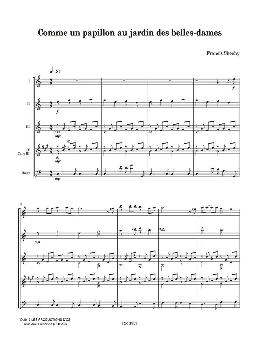 Comme un papillon au jardin des belles-dames Guitar Ensemble scores gallery preview page 2