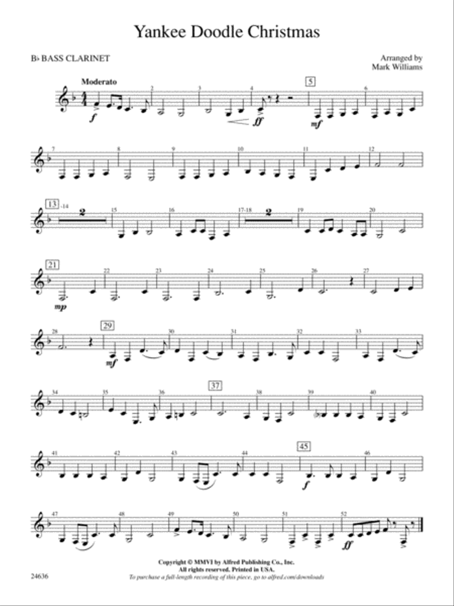 Yankee Doodle Christmas: B-flat Bass Clarinet Concert Band scores gallery preview page 1