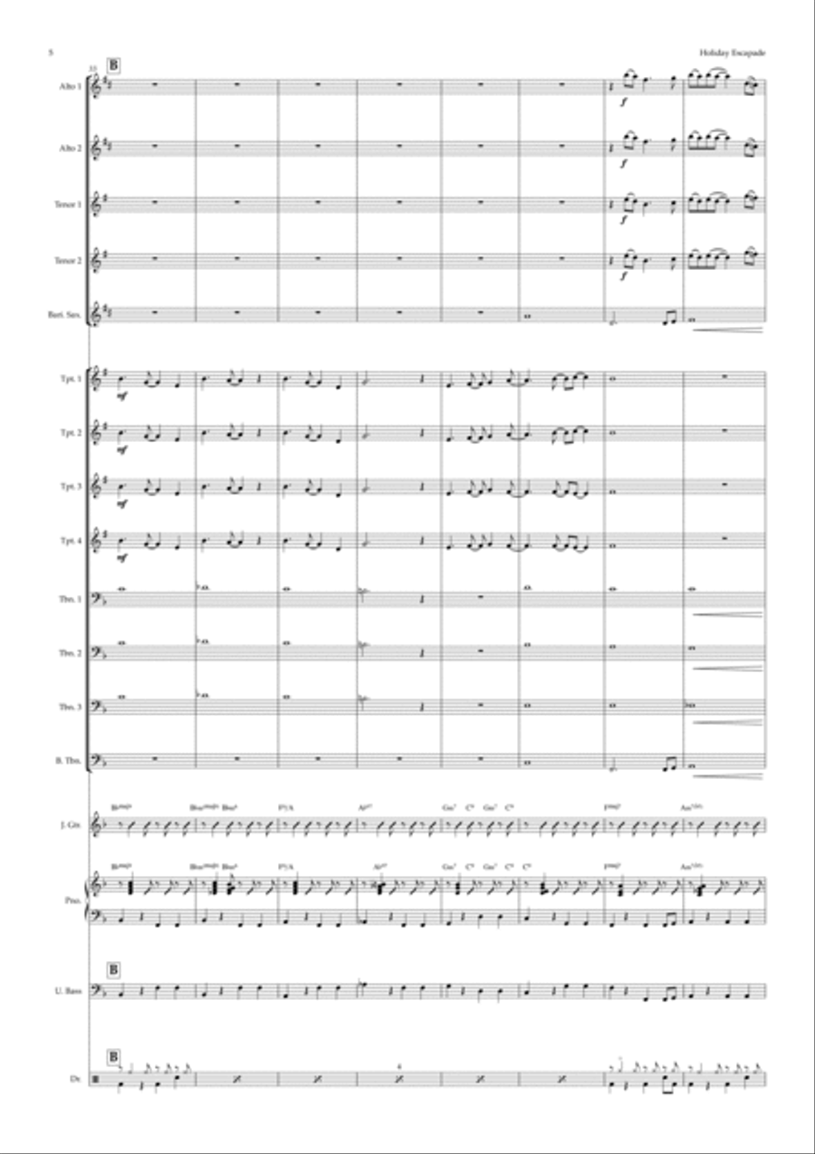 Holiday Escapade (big band) Jazz Ensemble scores gallery preview page 5