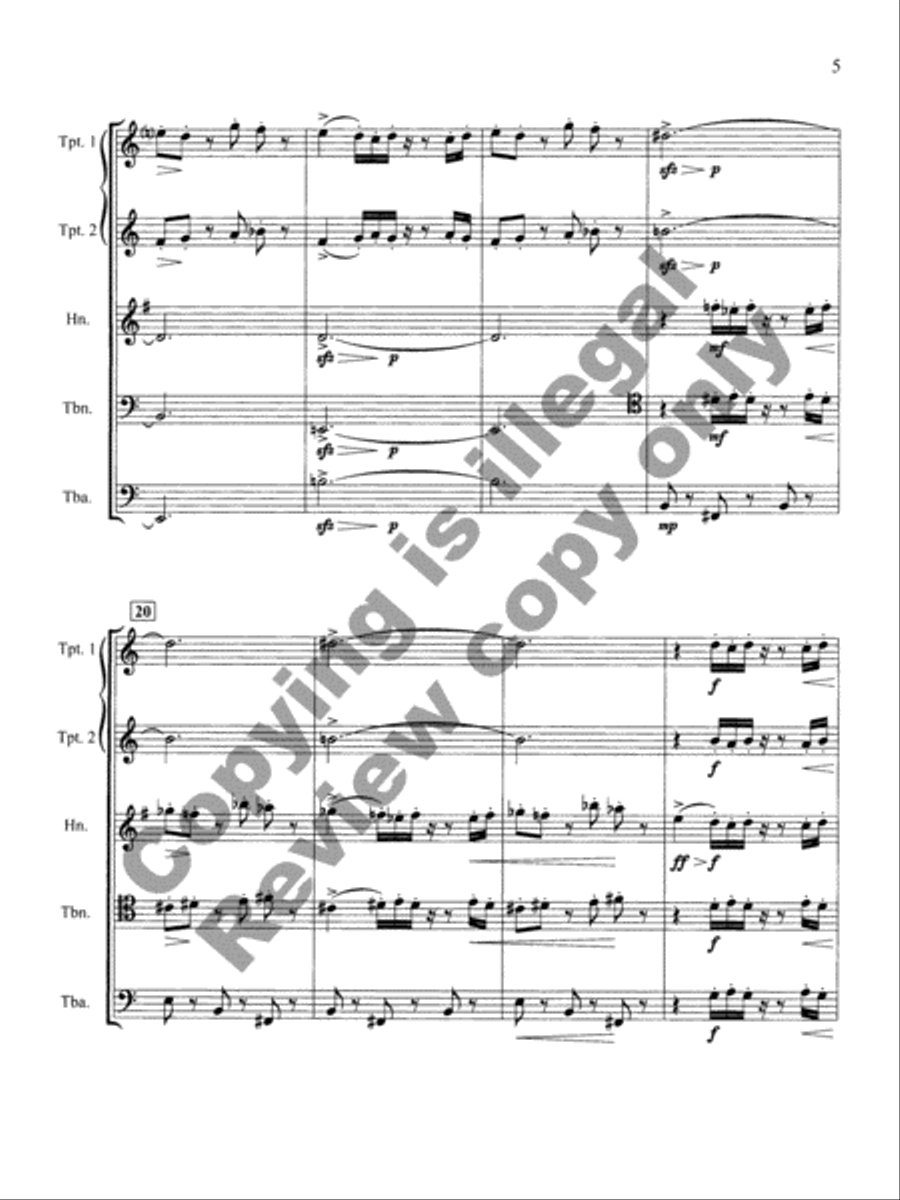 Two Fanfares and a Carol Brass Quintet scores gallery preview page 6