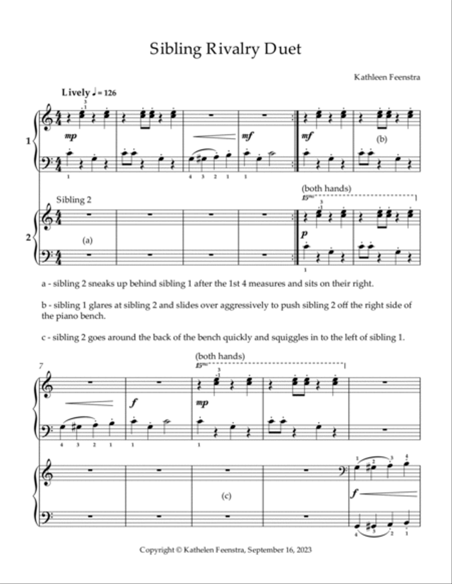 Sibling Rivalry Duet Piano Method scores gallery preview page 2