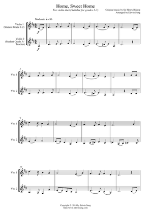 Home, Sweet Home (for violin duet, suitable for grades 1-3)