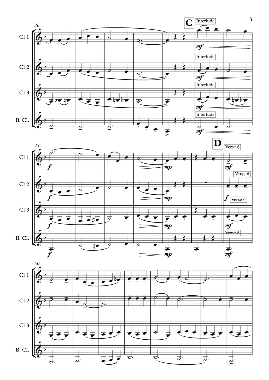 Eton Boating Song Eton Boating Song Clarinet Quartet scores gallery preview page 3