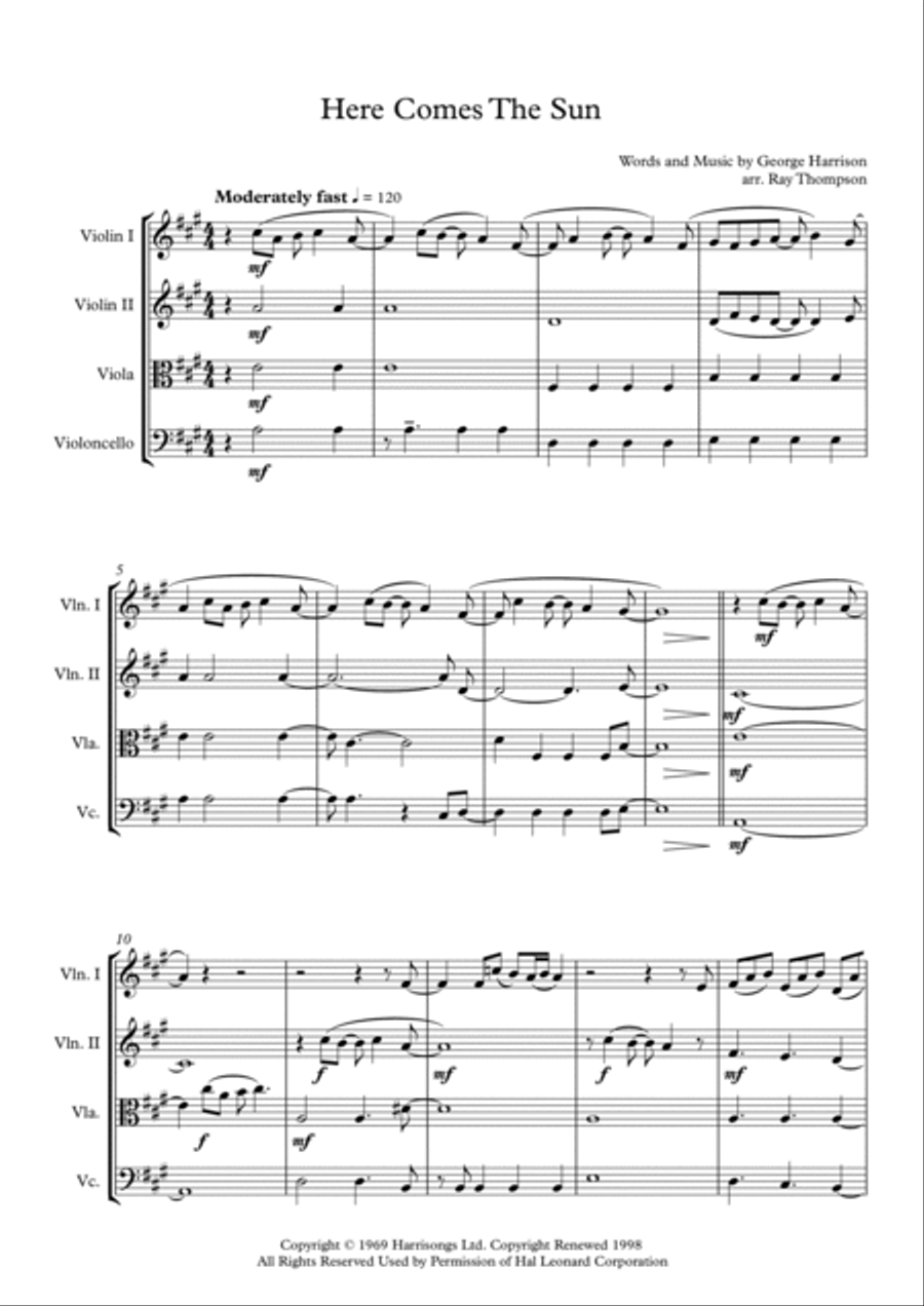 Here Comes The Sun String Quartet scores gallery preview page 2