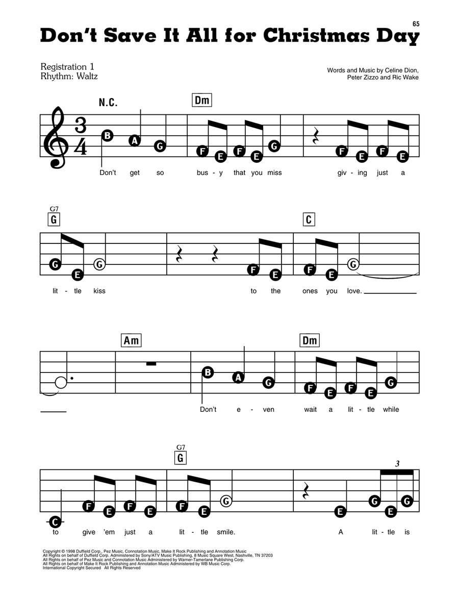 Don't Save It All For Christmas Day Electronic Keyboard scores gallery preview page 1