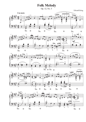 Book cover for Folk Melody - Op. 12, No. 5 - Edvard Grieg