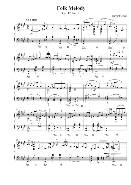 Folk Melody - Op. 12, No. 5 - Edvard Grieg image number null