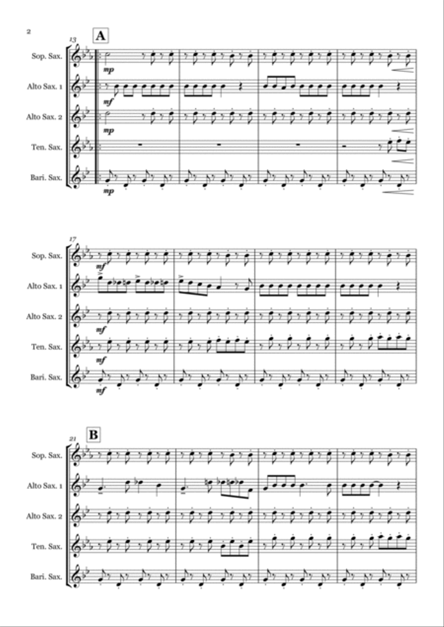 Poker Face Poker Face Saxophone Quintet scores gallery preview page 2