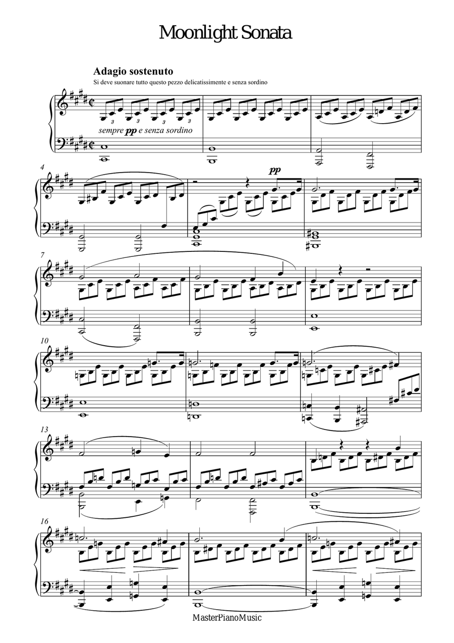 Beethoven - Moonlight Sonata (FULL) Piano Solo scores gallery preview page 1