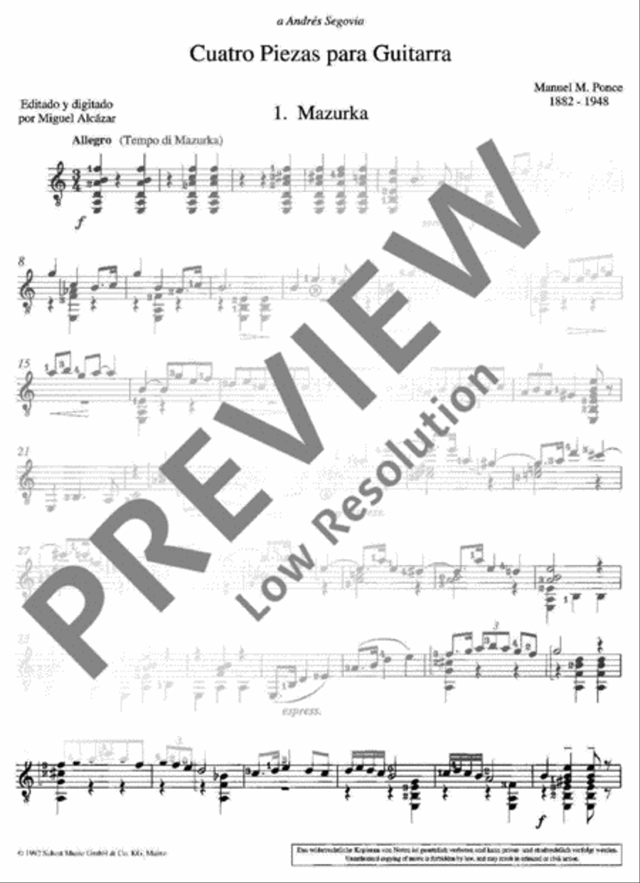 Cuatro Piezas Classical Guitar scores gallery preview page 5