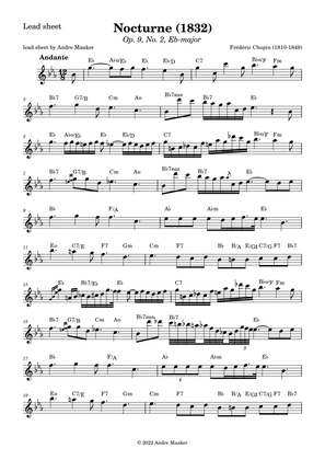 Frederic Chopin - Nocturne in E-flat major, Op.9, No.2 - lead sheet