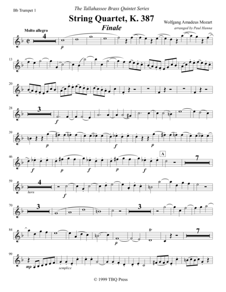 Finale from String Quartet, K. 387